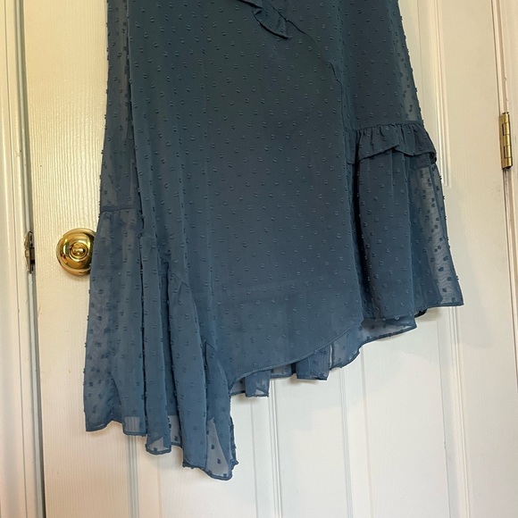 Lulu's Blue Asymmetrical Ruffled Wrap Dress - Picture 7 of 13